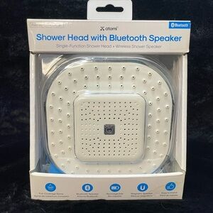 Atomi 4.9” White Showerhead With Removable, Magnetic Bluetooth Speaker